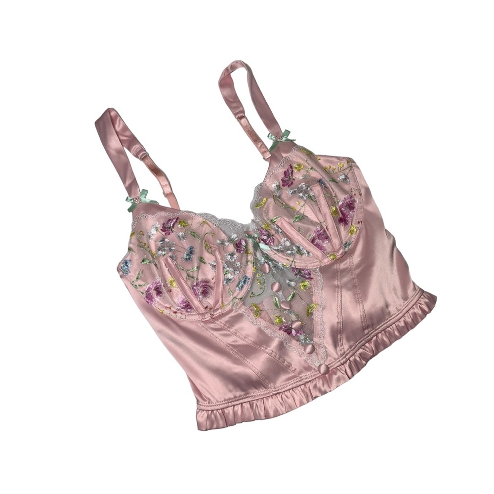 For Love & Lemons Midsummer Floral Bustier Pastel Pink Victoria's Secret - Picture 4 of 7